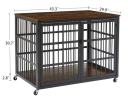 Furniture style dog crate wrought iron frame door with side openings, Grey, 43.3''W x 29.9''D x 33.5''H.