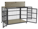 Furniture style dog crate wrought iron frame door with side openings, Grey, 43.3''W x 29.9''D x 33.5''H.