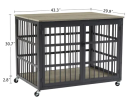 Furniture style dog crate wrought iron frame door with side openings, Grey, 43.3''W x 29.9''D x 33.5''H.