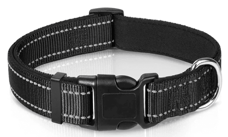 Reflective Dog Collar; Soft Neoprene Padded Breathable Nylon Pet Collar Adjustable for Medium Dogs (Color: Black, Size: Small (Pack of 1))
