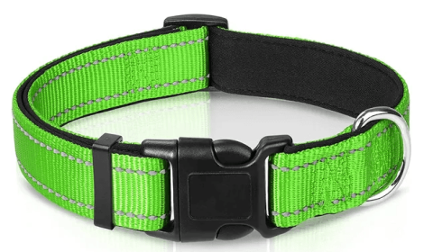 Reflective Dog Collar; Soft Neoprene Padded Breathable Nylon Pet Collar Adjustable for Medium Dogs (Color: Green, Size: Small (Pack of 1))