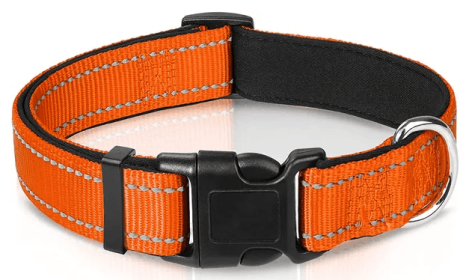 Reflective Dog Collar; Soft Neoprene Padded Breathable Nylon Pet Collar Adjustable for Medium Dogs (Color: Orange, Size: Medium (Pack of 1))
