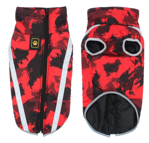 Winter windproof dog warm clothing; dog jacket; dog reflective clothes (Colour: Red Graffiti, Size: 6XL)