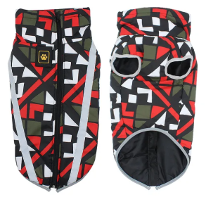 Winter windproof dog warm clothing; dog jacket; dog reflective clothes (Colour: Red grid, Size: S)