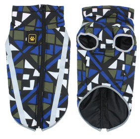 Winter windproof dog warm clothing; dog jacket; dog reflective clothes (Colour: Blue grid, Size: 4XL)