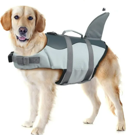 Dog Lifesaver Vests with Rescue Handle for Small Medium and Large Dogs for Swimming Pool Beach Boating (Colour: Silver Grey, Size: S)