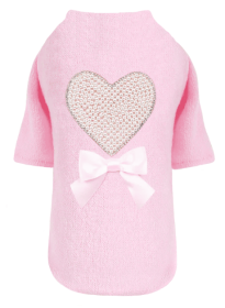 Pearl Heart Dog Sweater (Color: Pink, Size: LG)