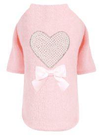 Pearl Heart Dog Sweater (Color: Peach, Size: LG)
