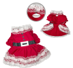 Lace Ruffles Puffy Sleeves Christmas Dress
