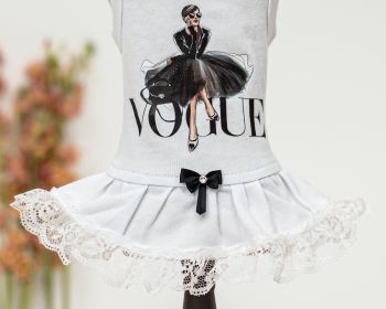 Vogue Dog Dress (Color: White, Size: M)