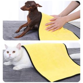 Coral velvet speed pet dry towel dog cat bath towel soft absorbent pet bath towel (Color: [Medium size dog] 50 * 100cm, Size: Yellow)