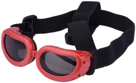 Pet Goggles Dog UV Protection Glasses Waterproof Windproof Anti-Fog Eyeglasses (Color: Red)