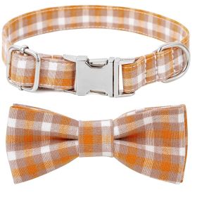 Plaid Dog Collar with Bow Pet Gift Adjustable Soft and Comfy Bowtie Collars for Small Medium Large Dogs (Colour: Style 2, Size: XS 1.0x30cm)