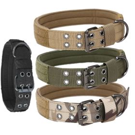 Super strong medium/large dog collar with D-Ring & Buckle (Colour: Muddy color, Size: L)