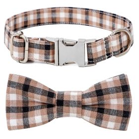 Plaid Dog Collar with Bow Pet Gift Adjustable Soft and Comfy Bowtie Collars for Small Medium Large Dogs (Colour: Style 4, Size: L 3.0x60cm)