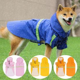 Pet raincoat for large and small dog; PU waterproof big dog raincoat; outdoor reflective dog raincoat (Colour: Blue, Size: S)