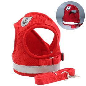 Dog Harnesses and dog leash set; Pet Chest Strap Vest Dog Towing Rope Reflective Breathable Dog Rope Pet Supplies Wholesale (Specification (L * W): L, Colour: Red)