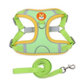 Dog Harnesses and dog leash set; Pet Chest Strap Vest Dog Strap Small Dog Rope Wholesale Reflective Dog Towing Rope (Specification (L * W): M, Colour: Green)