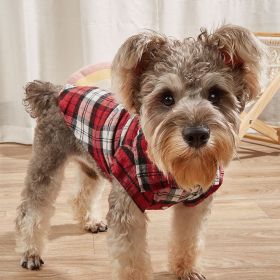 Pet Plaid Shirt For Small & Medium Dogs; Pet Apparel (Color: Red, Size: XS)