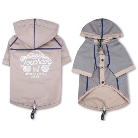 Touchdog 'Cloudburst' Waterproof Reversible Dog Raincoat (Color: Light grey, Size: Large)