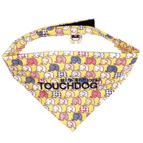 Touchdog 'Bad-to-the-Bone' Elephant Patterned Fashionable Velcro Bandana (Color: Yellow, Size: Large)