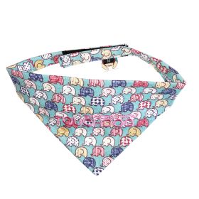 Touchdog 'Bad-to-the-Bone' Elephant Patterned Fashionable Velcro Bandana (Color: Aqua, Size: Medium)