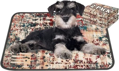 Qeils Washable Pee Pads for Dogs, 2 Pack Reusable Puppy Pads 18"x24" Super Absorbent Leakproof Dog Training Pads, Non-Slip Potty Pads for Floor, (Material Typ: Tie Dye Red-PolyesterTPU, Size: 18"*24"(Pack of 2))