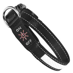 Light Up Dog Collar LED Dog Collar Safety Night Glowing Dog Collar with 9 Light Colors IPX7 Waterproof USB Rechargeable (Size: M)