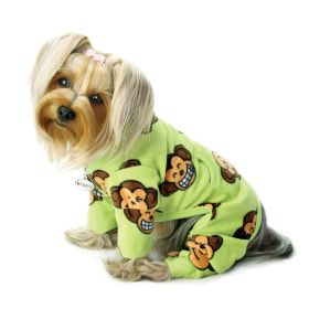 Silly Monkey Fleece Turtleneck Pajamas (Color: Lime, Size: M)