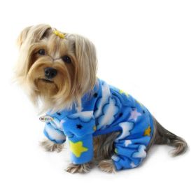 Stars and Clouds Fleece Turtleneck Pajamas (Color: Blue, Size: M)