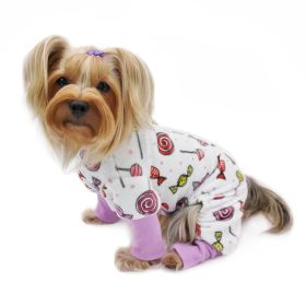 Ultra Soft Plush Minky Sweet Candies Pajamas (Color: White, Size: M)