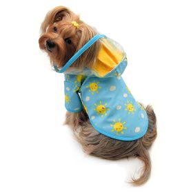 Clear View Happy Sunshine Raincoat with Fleece Lining and Detachable Hood (Color: Blue, Size: M)