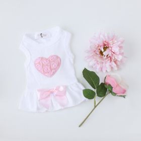 Lacey Puff Heart Dog Dress (Color: Pink, Size: XS)