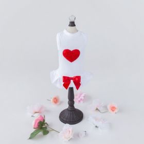 Lacey Puff Heart Dog Dress (Color: Red, Size: MD)
