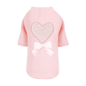 Pearl Heart Dog Sweater (Color: Peach, Size: XS)
