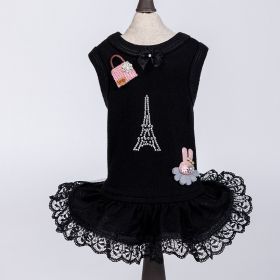 Paris Dog Dress (Color: Black, Size: LG)