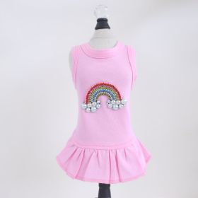 Rainbow Dog Dress (Color: Pink, Size: LG)
